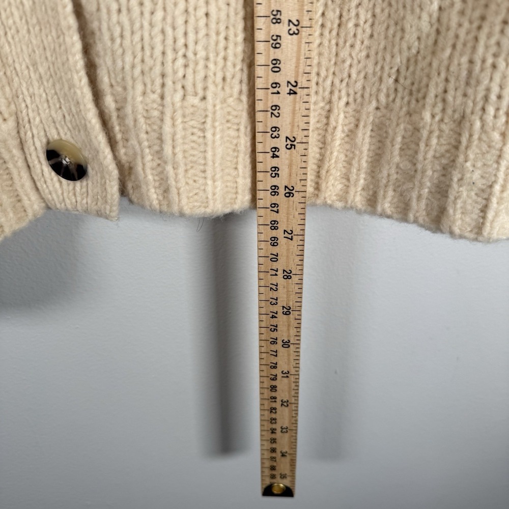 Maeve Cream Button-Front Ribbed Collar Cardigan - Picture 5 of 7
